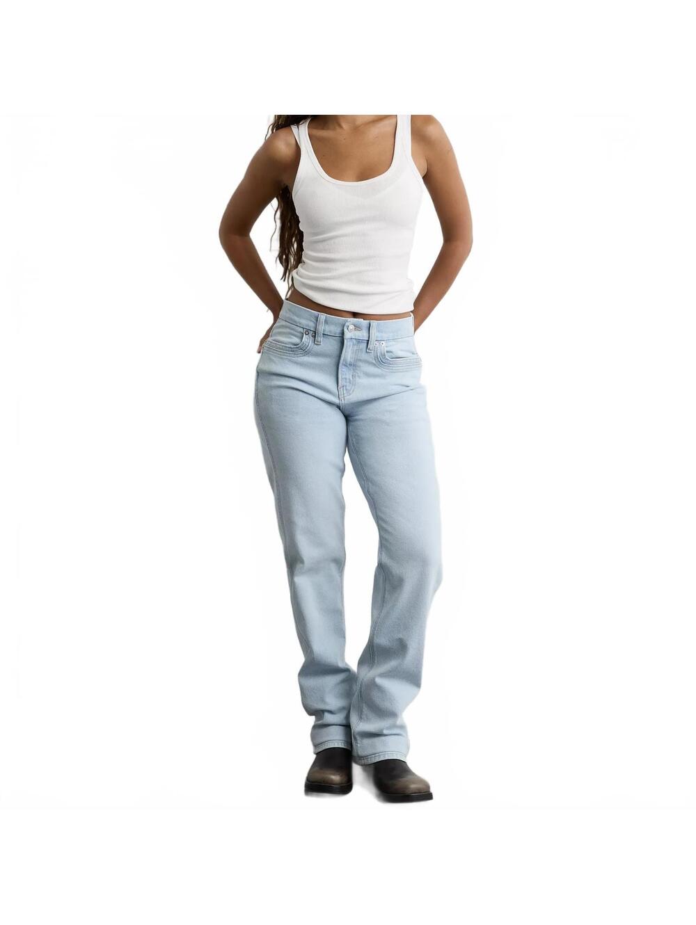 AE Short Stretch Curvy Straight Jean American Eagle NWT Indigo Acid 4S